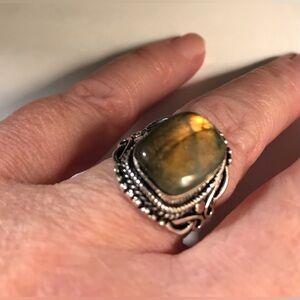 Labradorite Stamped 925 Sterling Silver Ring